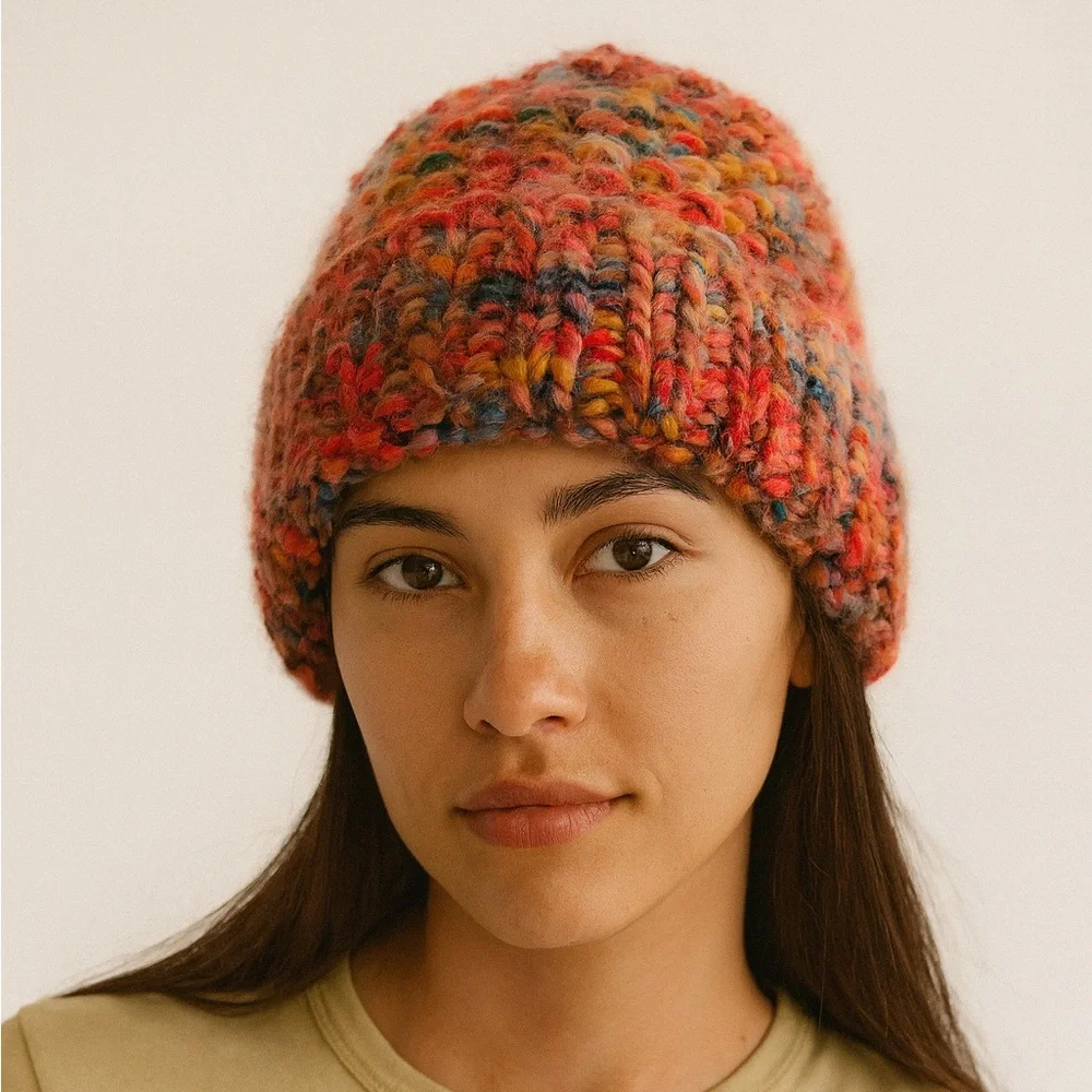 Free People Womens Rare Multi Knit Beanie Hat, OS - Picture 1 of 5